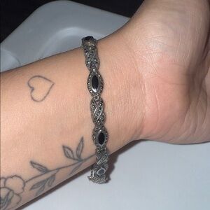 Elegant Silver and Black Women's Bracelet black onyx 925